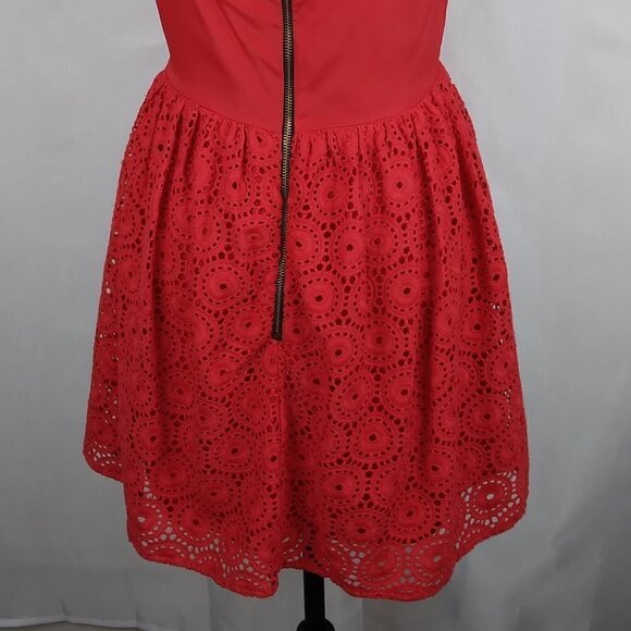 Gianni Bini GB |  Lace Spaghetti Strap Fit & Flare Mini Dress Red | Size M - Picture 7 of 11